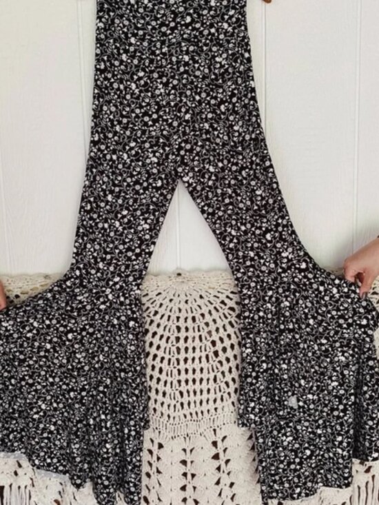 Kantha Bae Pants - Kantha Bae Open Hands black and white bells